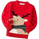 Velius Girl's Long Sleeve Knit Elk Christmas Sweater Tops
