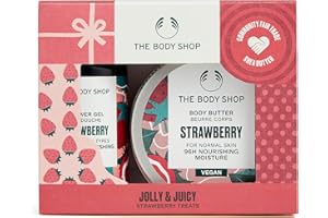 The Body Shop Jolly & Juicy Strawberry Treats Body Care Holiday Gift Set, Vegan, 2-Piece Set