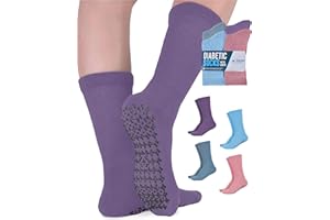 DOCTOR'S SELECT Diabetic Socks for Women and Men - 4 Pairs Non Binding & Non Slip Socks