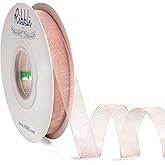 Ribbli Sweet Nectar Pink Organza Ribbon,1/2 Inches x Continuous 50 Yard,Rose Gold Sheer Ribbon for Gift Wrapping,Cookie Wrapping,Wedding Decoration,All Crafting and Sewing