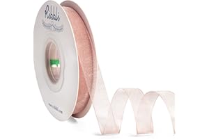 Ribbli Sweet Nectar Pink Organza Ribbon,1/2 Inches x Continuous 50 Yard,Rose Gold Sheer Ribbon for Gift Wrapping,Cookie Wrapping,Wedding Decoration,All Crafting and Sewing