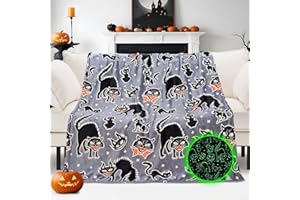 FBBP Halloween Blanket Black Cat Throw Soft for Bed Couch Birthday Party Decorations Gifts Toddler Fleece Blankets for Boys Kids Girls