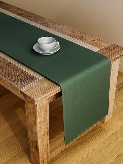 S9Home By Seasons 6 Seater Plain Green Table Runner 72X12 Inches
