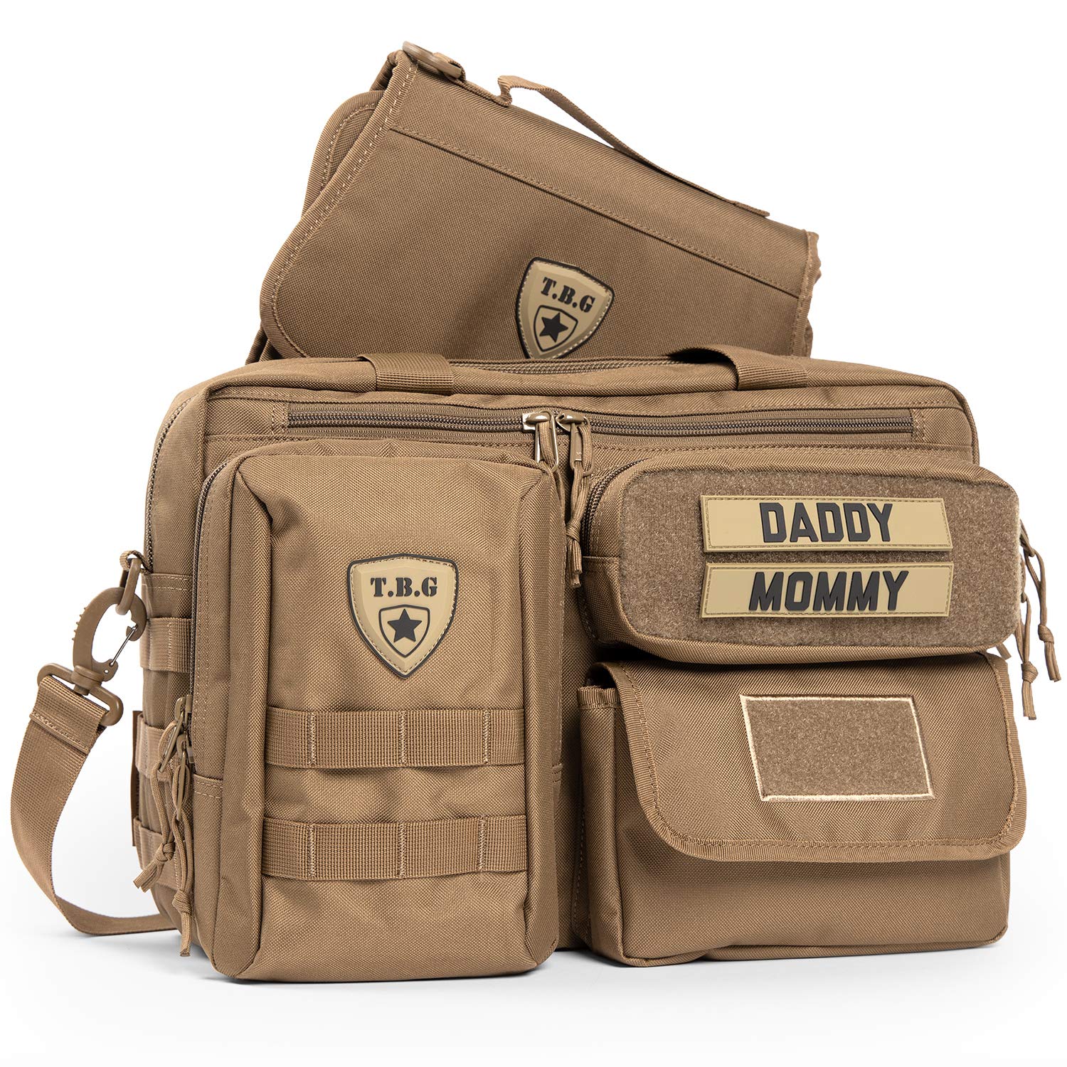 TBG Mens Tactical Diaper Bag for Dads w/Included Changing Mat, Stroller Straps