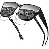 URUMQI Polarized Sunglasses Fit Over Glasses for Women, UV400 Protection Trendy Square Womens Mens Shades Sun Glasses