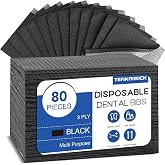 80 Pack Disposable Dental Bibs 13"x18", 3-Ply Waterproof Tattoo Bibs Sheet for Nail Salon, Dental Clinic, Feeding, Tattoo Shop (Black)