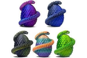 BINVIN 5PCS 3D Printed Snake Eggs 3D Printed Snake 3D Printed Snake Toys Set Easter Eggs Articulated Snake Easter Basket Stuffers Mystery Snake Egg Fidget Toy 3D Printed Animals (Multicolor8-5pcs)