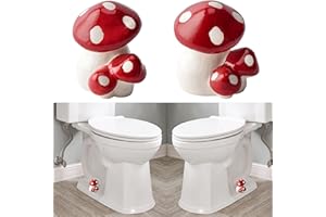 ZUNON Toilet Bolt Caps, Toilet Bolt Covers Decorative, Ceramic Cute Mushroom Decor Covers Toilet Screw Covers Bolts Bathroom Decor Easy Installation Set of 2 (Red Mushroom 2PCS)