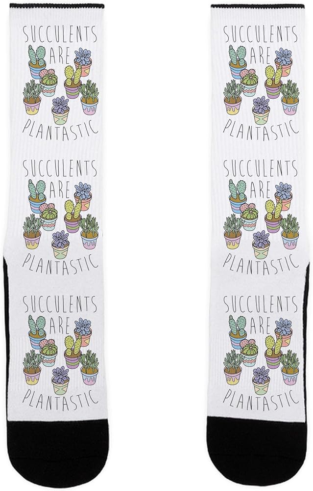Amazon Com Lookhuman Succulents Are Plantastic Us Size 7 13 Socks Clothing