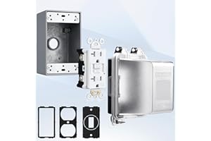 SURAIELEC 1-Gang Outdoor GFCI Outlet Kit with Extra-Deep Cover and Junction Box, Weatherproof in-Use Outlet Cover, 20 Amp TR 
