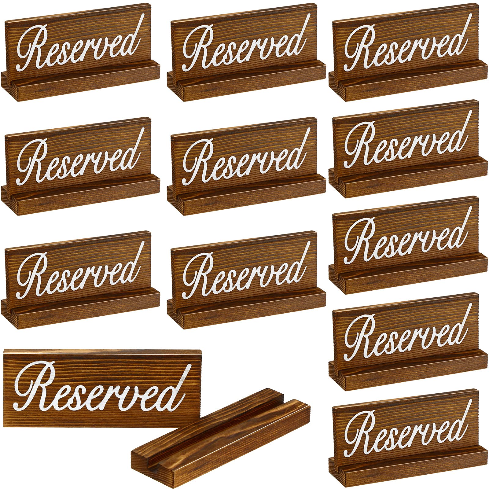 Photo 1 of 12 Pieces Wooden Table Reserved Signs Rustic Style Wood Sign Wedding Seating Signs for Wedding Restaurant Receptions Supplies