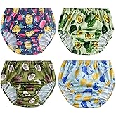 SMULPOOTI Reusable Rubber Pants for Babies Plastic Underwear Covers for Potty Training Cute Plastic Diaper Cover Rubber Pants for Toddlers 4 Packs Boys 1T
