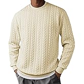 JMIERR Men's Crewneck Sweatshirt Textured Long Sleeve Casual Lightweight Pullover Shirt