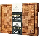 XXX Large Bamboo Cutting Board with Non Slip Feet and Over Sink Butcher Block Chopping Board Nice Solid Thick Wooden Juice Groove Huge Big XXl xlarge Best Hardwood Kitchen Counter Organic