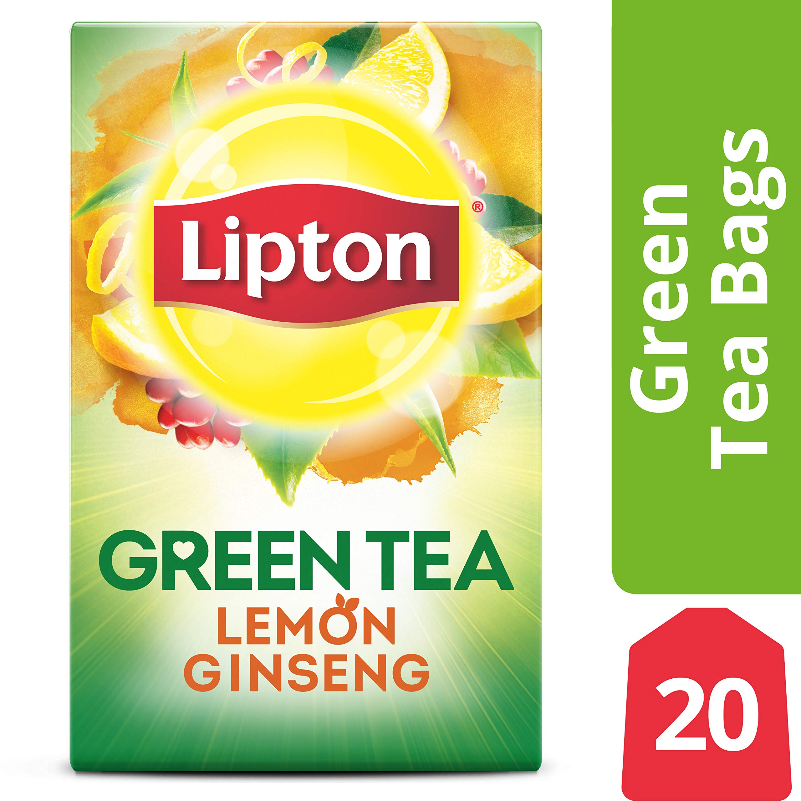 Lipton Green Tea Bags, Lemon Ginseng, 20 ct - Buy Online ...