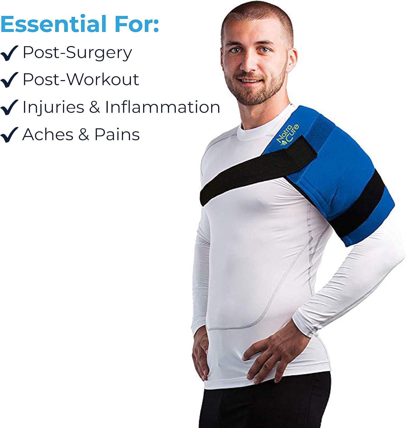 NatraCure Universal Large Gel Cold Pack Ice Wrap - 717-RET - Reusable Ice Compress with Straps for Shoulder, Back, Knee, Hip, Elbow, Ankle - Pain Relief of Injuries, Swelling, Aches, Bruises, Sprains: Health & Personal Care