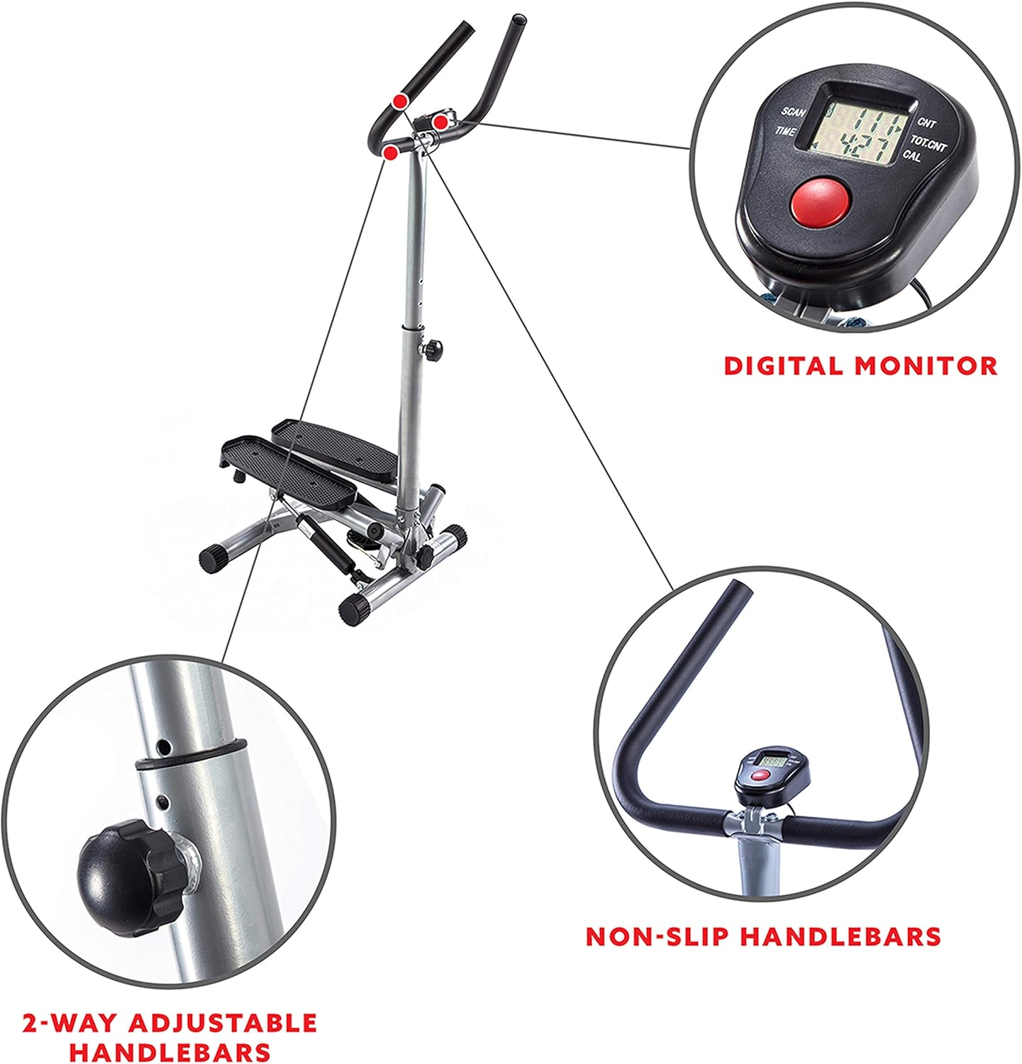 Sunny Health & Fitness Twist Stepper Step Machine w/Handle Bar and LCD Monitor - NO. 059 : Step Machines : Sports & Outdoors