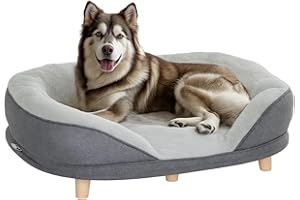 PawHut Dog Sofa Bed for Large Sized Pet, Cat Sofa with Soft Velvet Fabric, Removable Cushion, Washable Cover, Anti-Slip Foot 