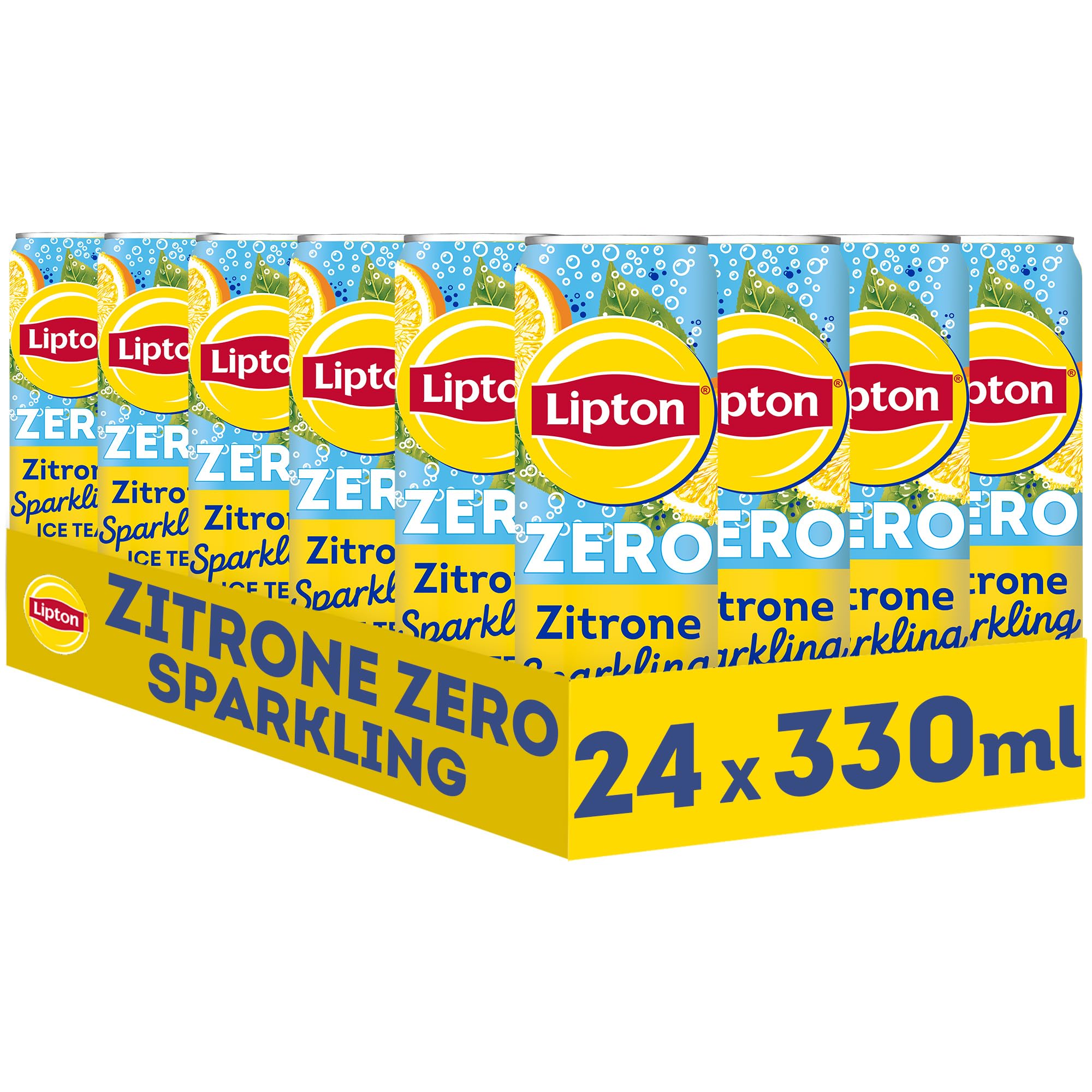 LIPTON ICE TEA Sparkling Lemon Zero, Kohlensäurehaltiger Eistee mit Zitronen Geschmack ohne Zucker, EINWEG Dosen (24 x 0.33 l) (Verpackungsdesign kann abweichen) 3