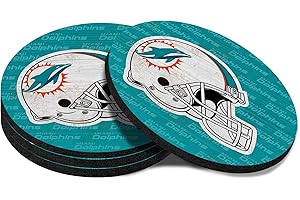 Malogtan Coasters for Drinks，Cup Coasters Set of 4 for Tabletop,Coffee Table，Green White Design Drinking Coaster for Sport Football Fans，Non-Slip Rubber Base - 4 Inches