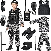 Luucio SWAT Police Costume for Kids, Kids Police Costume for Boys with SWAT Vest, Halloween Gifts for Boys 3-12