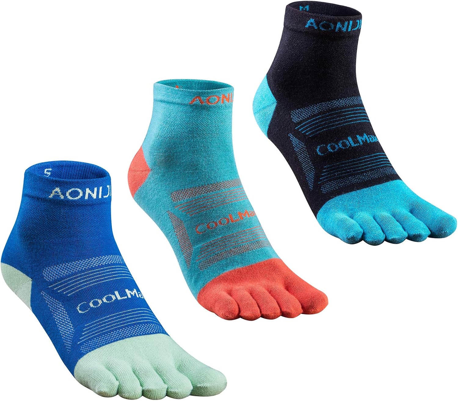 AONIJIE Men's Toe Socks 5 Finger Socks for Sports (Pack of 3) Amazon