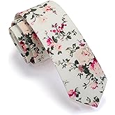 GUSLESON Fashion 2.4"（6cm） Floral Skinny Tie for Men Slim Flower Print Cotton Necktie for Wedding Party