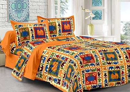 JAIPUR TO HOME Rajasthani Prints Bedsheet For Double Bed Cotton Jaipur Prints Bedsheets