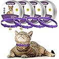 4 Pcs Cat Calming Collar Adjustable Lavender Scent Relaxing Cat Collar with 2 Pendant for Puppies Reduce Stress Aggression Anxious, up to 15 Inches(Purple, Gold)
