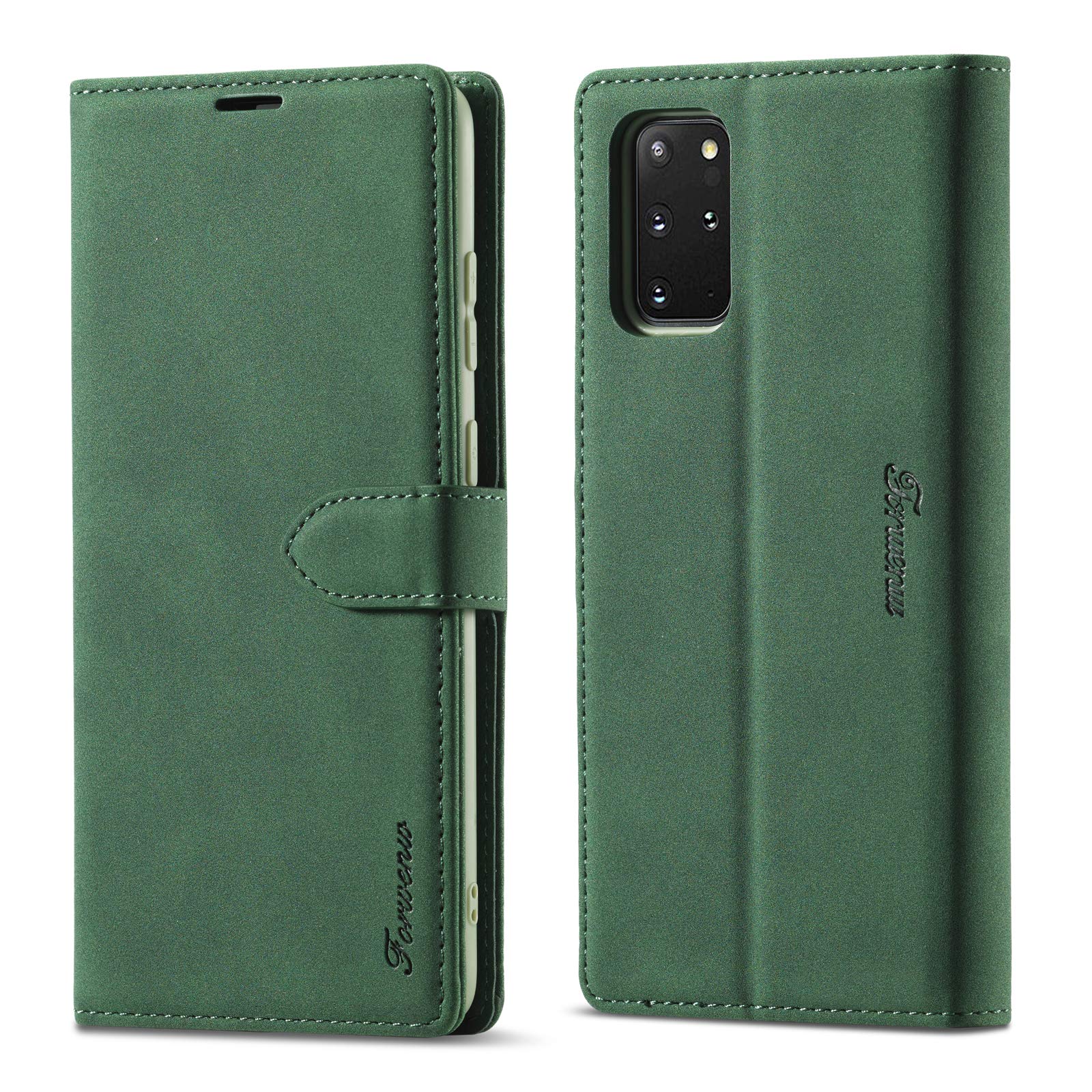 LOLFZ Wallet Case for Samsung Galaxy S20 Plus, Premium Leather Case with Card Holder Kickstand Magnetic Closure Shockproof Flip Case Cover for Samsung Galaxy S20 Plus - Green