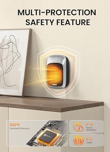 BRIGHTOWN PORTABLE PLUG IN WALL HEATER FOR INDOOR USE WITH THERMOSTAT, 800W SMALL ELECTRIC SPACE HEATER WITH REMOTE, LED DISPLAY, 12H TIMER, QUICK HEAT, SAFE FOR BATHROOM OFFICE BEDROOM, 2PCS