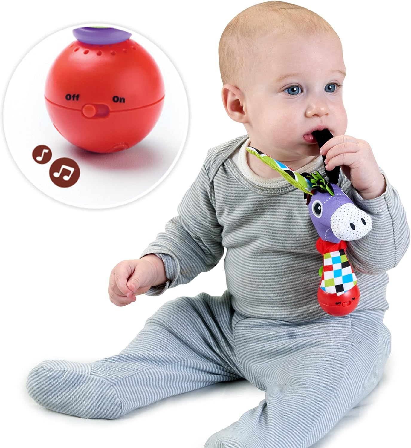 Yookidoo Musical Activity Rattle- Motion Activated Donkey Rattle with Music- Activity Toy for Babies 0 Months and Older - Image 5