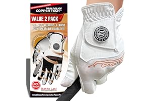 Copper Tech Ladies Golf Gloves Women Right Handed Golfer or Left Handed Golfer 2 Pack | Copper Compression Joint Support with Flexible & Comfortable Fit | AAA Leather & Silicone Tacky Pad