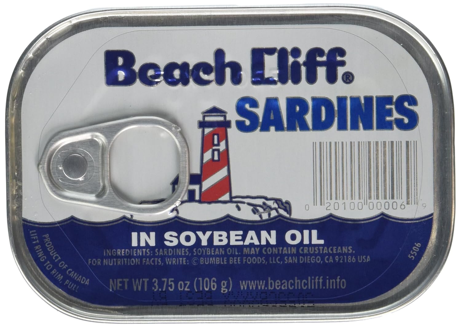 Beach Cliff Sardines in Soybean Oil, Ten 3.75oz. Cans