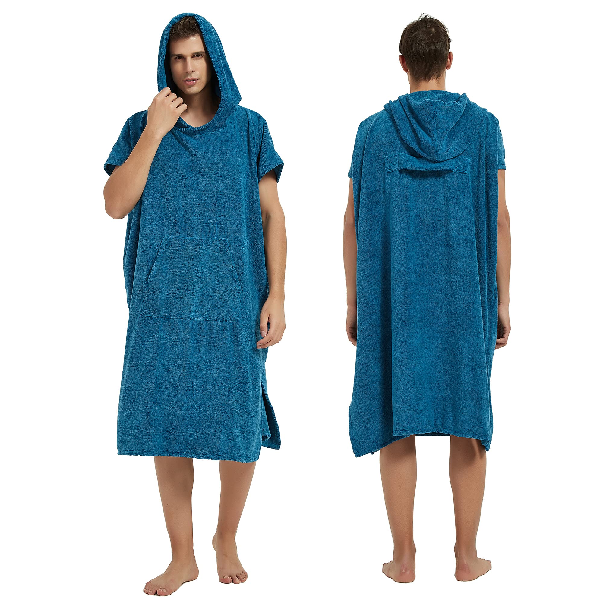 III HHONS Mens Beach Coverup Towel Poncho Adult Hoodie for Women Hooded Swim Towels for Adult Lake Blue — image 1