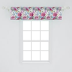 Ambesonne Floral Window Valance, Colorful