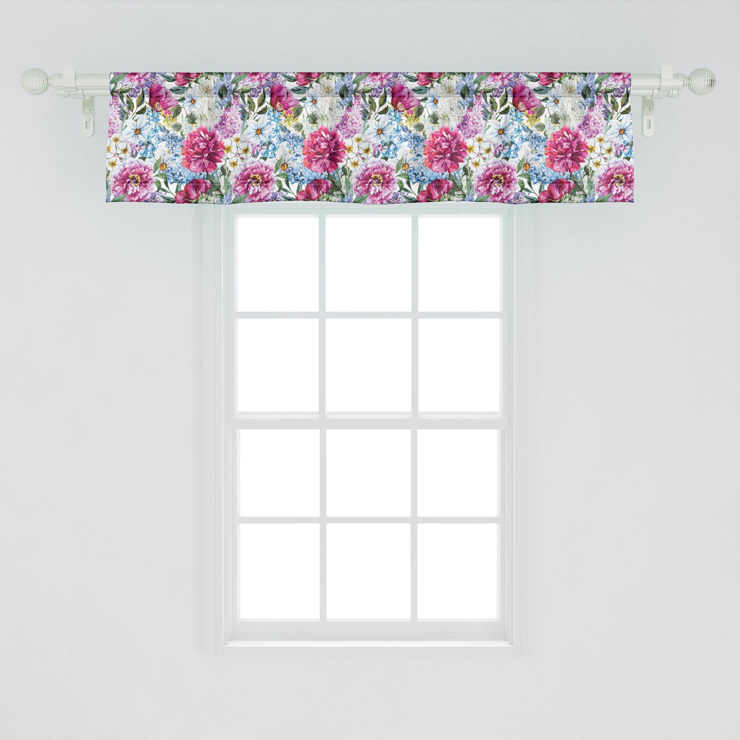 Ambesonne Floral Window Valance, Colorful