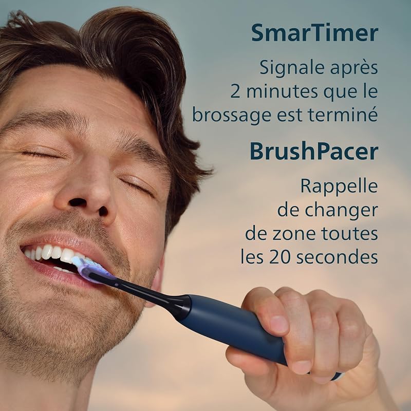 Sonicare 7100 - Brosse à dents électrique sonique avec application, 4 modes de brossage,3 niveaux d'intensité, Alerte de pression, EasyStart, SmarTimer, Bleu, HX7423/01 [Nouvelle technologie]