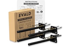 EVALD Hidden Floating Shelf Bracket | 6-Inch Heavy Duty Blind Shelf Support | Kitchen & Fireplace Mantel Bracket | Invisible Wall Mount Bracket 4 Pack