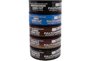 FULLY LOADED BULLSEYE Fully Loaded Chew Tobacco and Nicotine Free Sampler Pack Bullseye Long Cut 5 Varieties of Flavor, Chewing Alternative