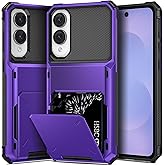 TOPAUX for Samsung S25 Edge Wallet Case/Galaxy S25 Edge Wallet Case Card Holder 1 to 5 Credit Card ID Slot Flip Cover Secure Back Pocket Dual Layer Anti-Scratch Protective Shell Hard Bumper Purple