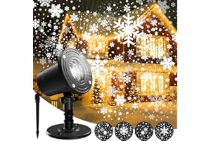 AANDZ Outdoor Snowflake Projection Lights, IP65 Waterproof Christmas Snow Projector, Rotating Snowfall Projection Lamp for Halloween, Xmas, New Year, Parties, Weddings, and Patios