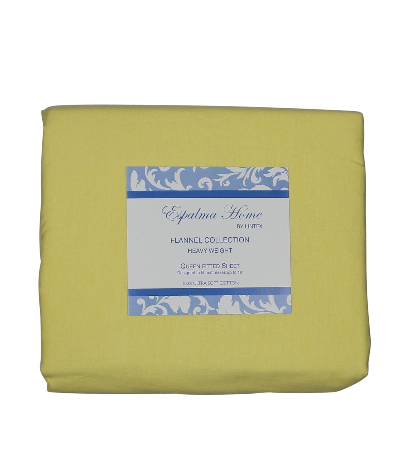 Flannel Fitted Sheet, Queen, Yellow, 100 Brushed Cotton