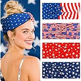 Tobeffect 4th of July Headbands for Women: 4PCS Patriotic American Flag Fourth of July Head Bands for Women's Hair - Red White Blue July 4th Headbands| USA Independence Day Hair Accessories Gift