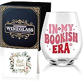 AGMDESIGN In My Bookish Era Cute Double Sided Wine Glass, Book Club Gift for Librarians, Perfect for Female Book Lovers Xmas Birthday Gift Ideas for Bookworms - Reading Party Favors Decorations