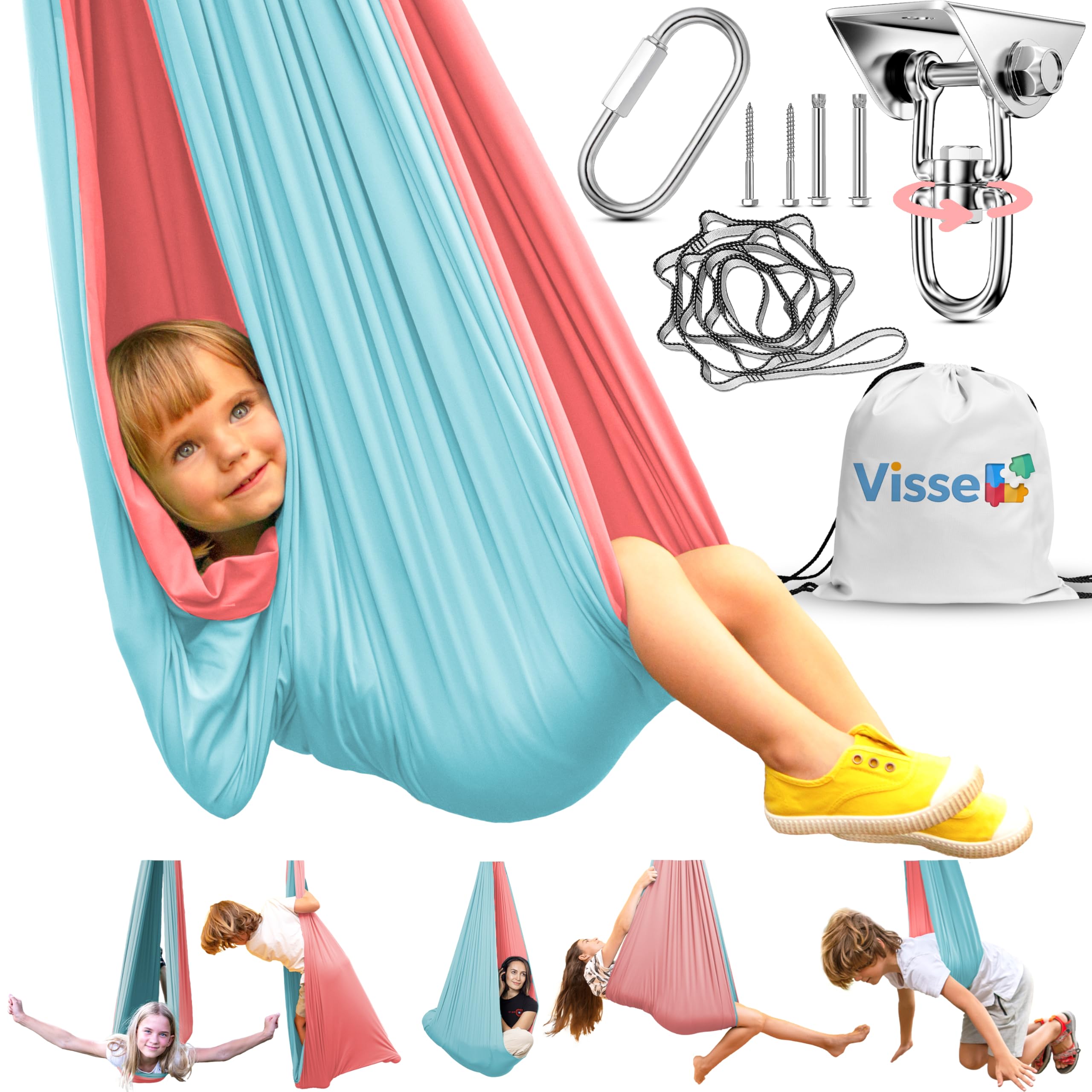 Photo 1 of (UNKOWN PARTS MISSING) Sensory Swing for Kids Indoor - Calming Cocoon Therapy Swing 360° Hardware - Holds 300lbs - Indoor Outdoor Sensory Hammock - Autism ADHD SPD Trusted Sensory Support