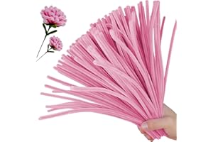 ESUOHYM 200 PCS Pink Colors Pipe Cleaners Craft Chenille Stems DIY Art Supplies Colorful Thick Fluffy Fuzzy Wire Sticks Bulk for Kids and Adults (Pink)