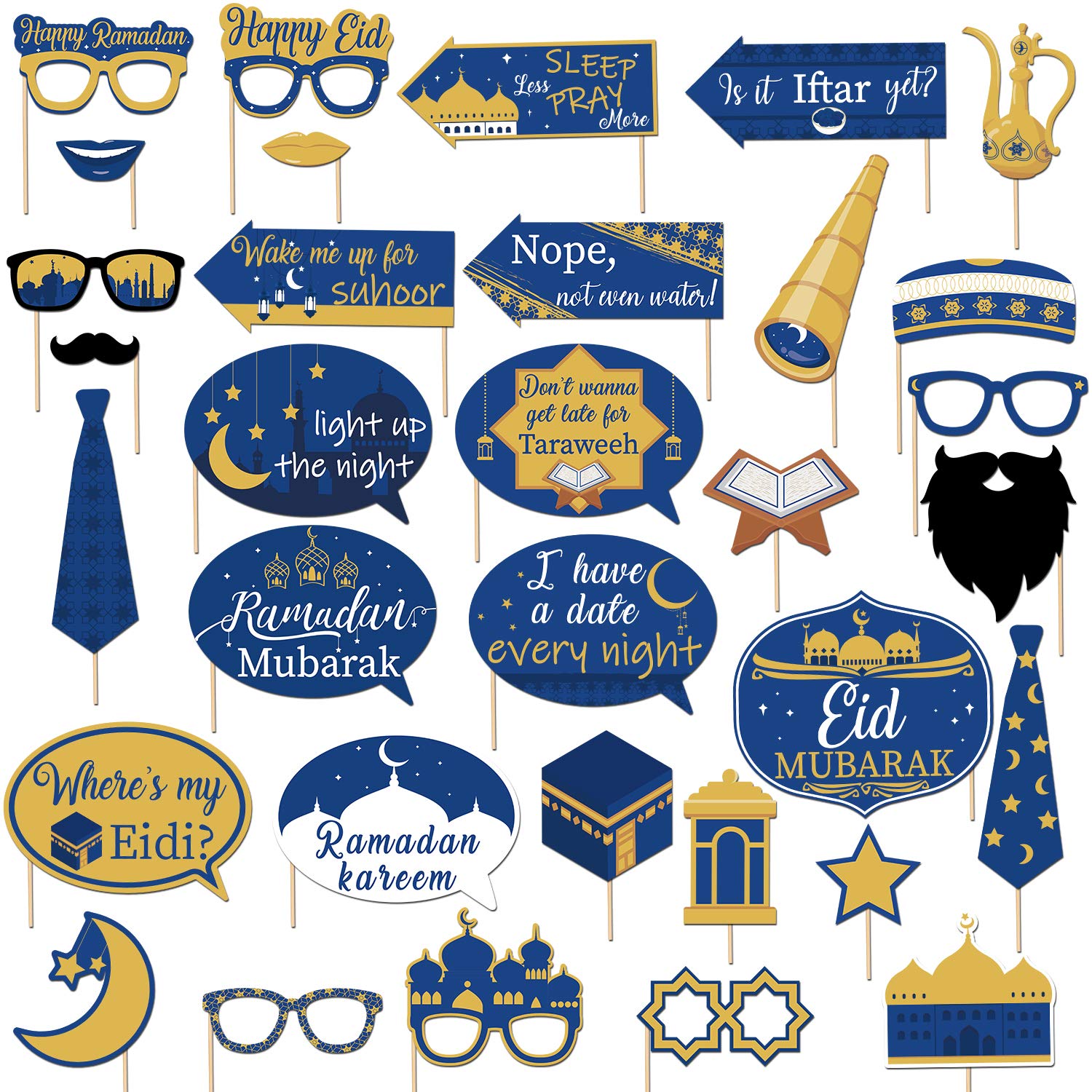 Buy Happy Eid Photo Booth Props Ramadan Iftar Party Decorations Eid ...