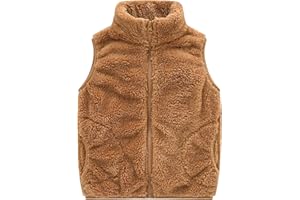 AIWUHE Toddler Boys Girls Fleece Vest Kids Polar Fleece Zipper Jacket Sleevless Fall Winter Warm Outerwear With Pockets 2-6Y
