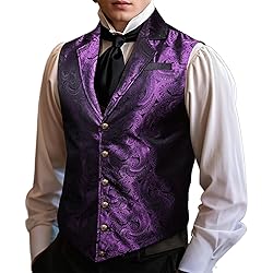 Barry.Wang Dark Purple Paisley Victorian Vest Loki